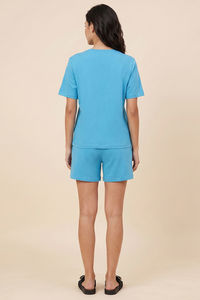 Zivame Peanuts Knit Cotton Loungewear Short Set - Bachelor Button — thumbnail 4